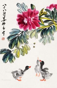 娄师白 花卉稚鸭