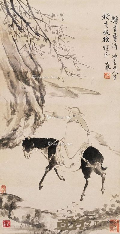 张大风 驴背寻诗 60×29cm