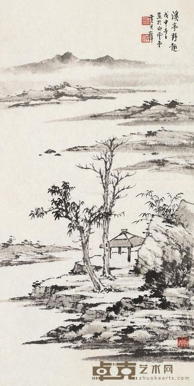 黄君璧 溪亭野趣 60×30cm