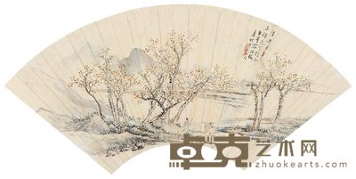 容祖椿 山水人物 17.5×44cm