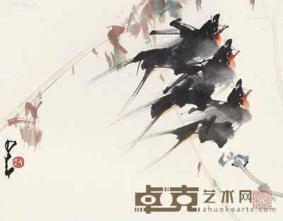 赵少昂 群燕高歌 30×37.5cm