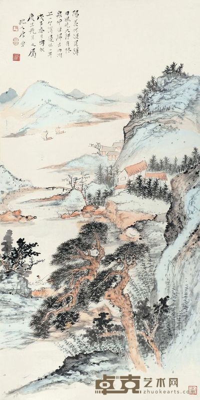 唐云 仿石涛山水 118×59cm