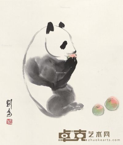 刘仑 熊猫图 49×42cm