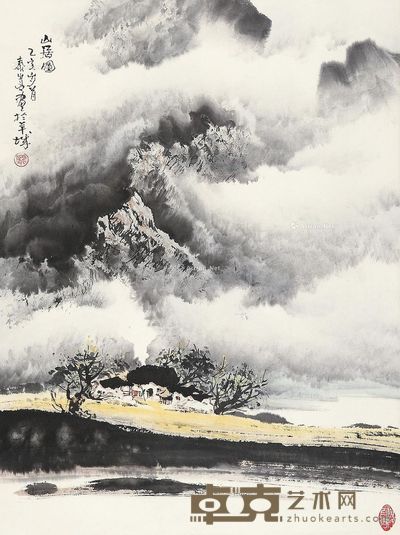 庞泰嵩 山居图 76×57cm