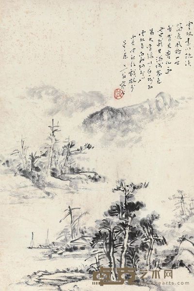 郭笃士 山水 67×45cm
