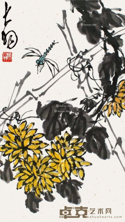 陈大羽 菊篱蜻蜓 68×38.5cm