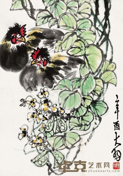 陈大羽 双吉图 68.5×48.5cm