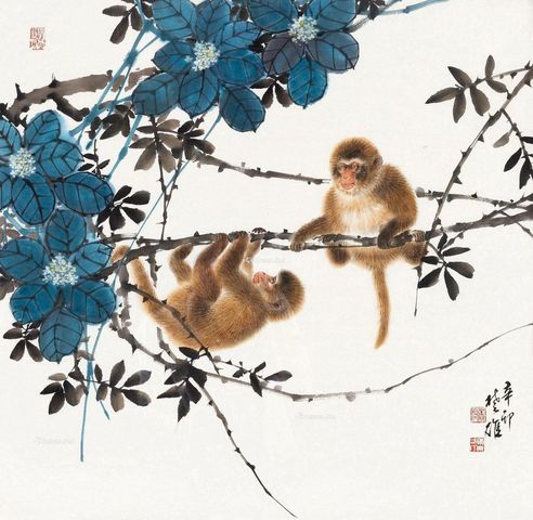 方楚雄 双猴图