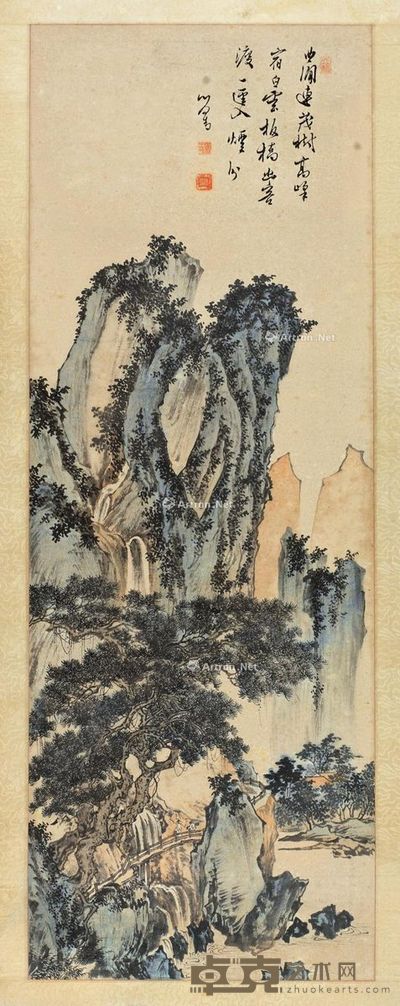 溥儒 高峰宿白云 104×37cm