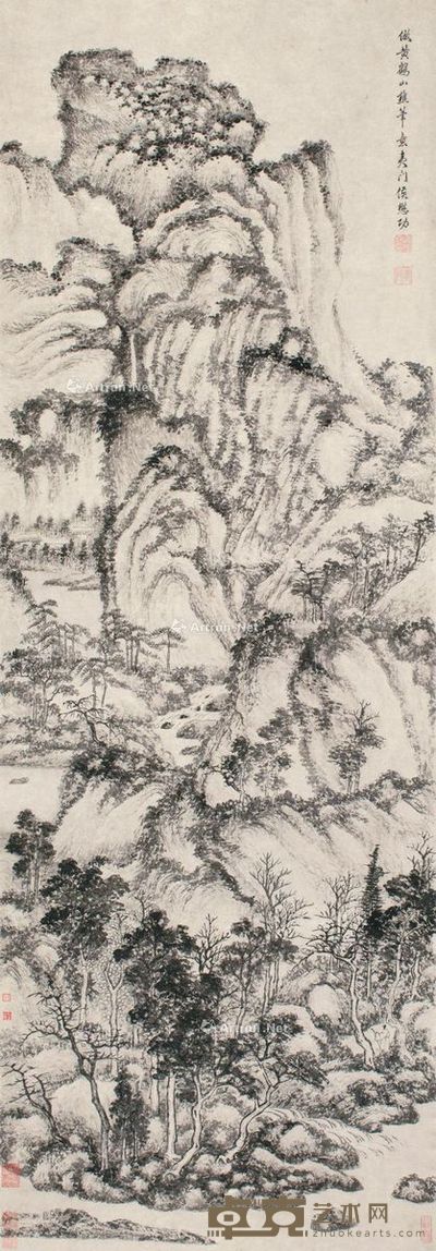 侯懋功 仿黄鹤山樵笔意 143.5×49cm