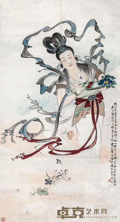 季康 青莲观音 146×78cm