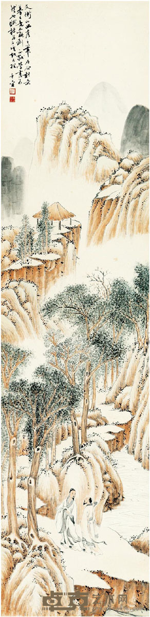 楼辛壶 山水 132×32cm
