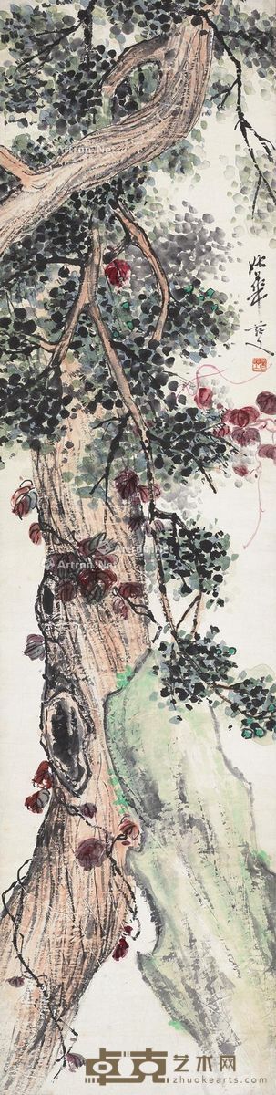 姚华 古柏藤石 132×34cm