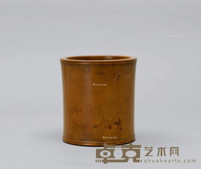 黄杨木弦纹笔筒 高14cm