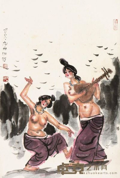 傅小石 琵琶女 66×45cm