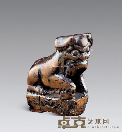 清代 黄杨木狮子挂件 长4.5cm