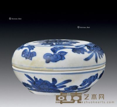 清代 青花花卉纹印泥盒 直径10cm；高5cm