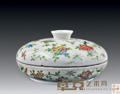 清代 粉彩花卉纹调色盒 直径18cm；高9cm