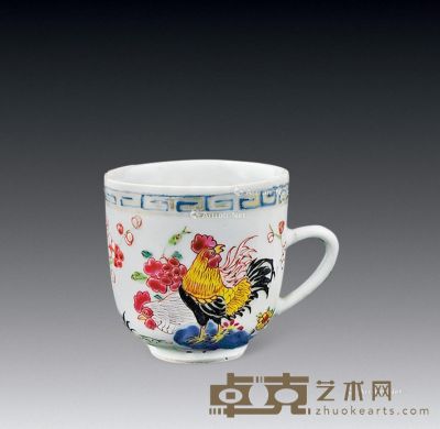 清代 粉彩花鸟纹茶杯 直径13.5cm；高9.3cm