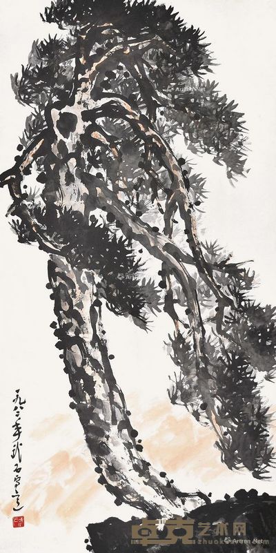 武石 苍松图 135×68cm
