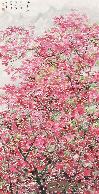 董继宁 枫叶赋 136×69cm