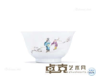 清雍正 粉彩踏雪寻梅图碗 直径9.6cm