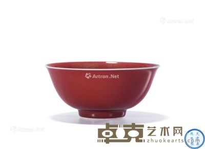 清康熙 霁红釉宫碗 直径15.2cm
