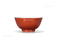 清中期 珊瑚红釉碗