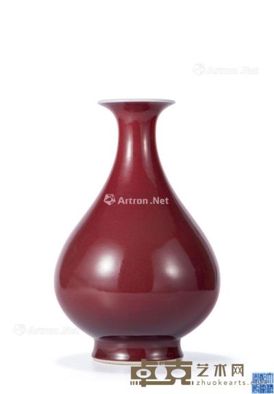清乾隆 霁红釉玉壶春瓶 高29.9cm