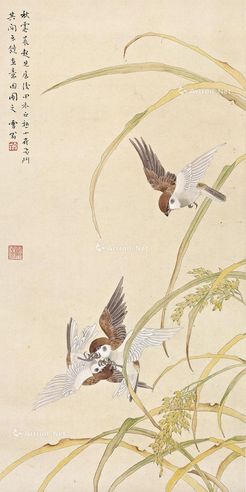陈之佛 田禾正熟雀飞斗