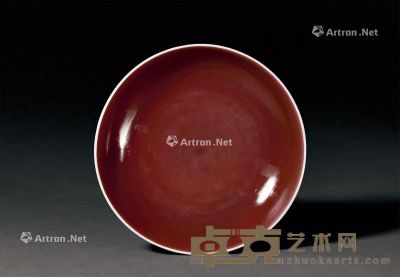 清雍正 霁红釉盘 直径16cm