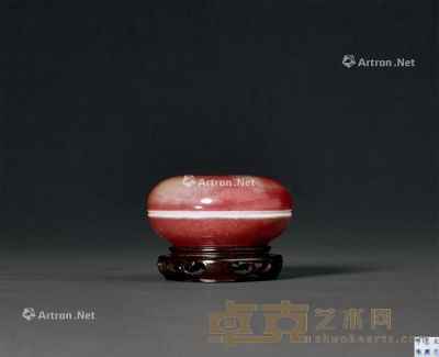 清康熙 豇豆红釉印泥盒 直径7.4cm