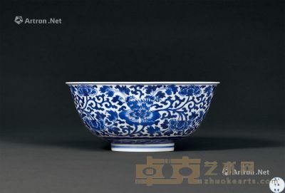 清康熙 青花缠枝牡丹纹碗 直径16.4cm