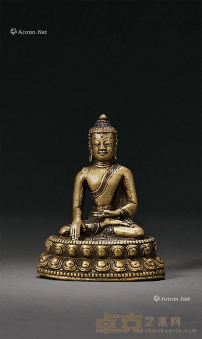 元末明初 铜嵌银、红铜释迦牟尼佛坐像 高8.3cm