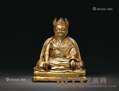 清早期 铜鎏金二世噶玛巴噶玛拔希坐像 高21.5cm