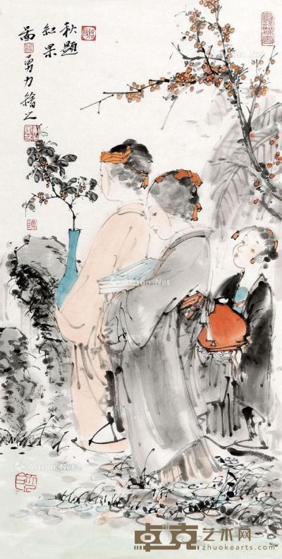 唐勇力 秋题红果图 68×35cm