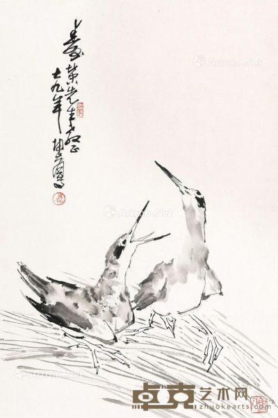 卢坤峰 双禽 69×46cm