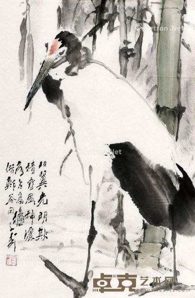 王子武 仙鹤 镜心 纸本设色 67×45cm