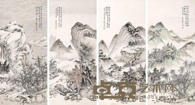 吴琴木 山水 114×52cm×4