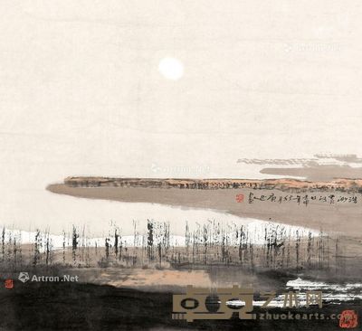 白庚延 浩渺黄河口 52×57cm