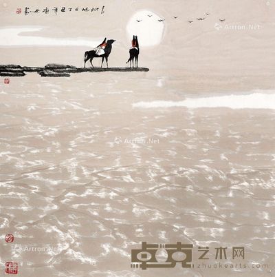 白庚延 长河旭日 69×69cm