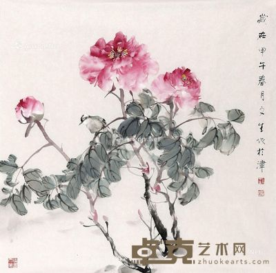 刘文生 牡丹鸟 68×68cm