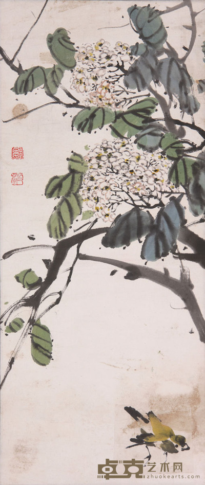 邹友蒸 《花鸟》 72×31cm
