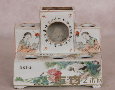 光绪 浅绛彩文房组合 19×16.5cm