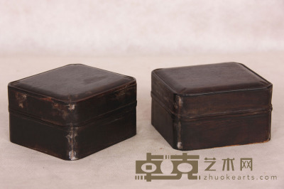 清 老红木盒一对 12×10cm×7
