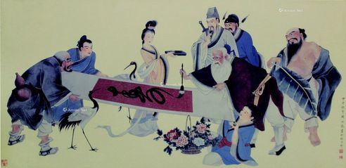 周以鸿 八仙送寿图
