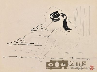 吴冠中 梳妆女人 31×42cm