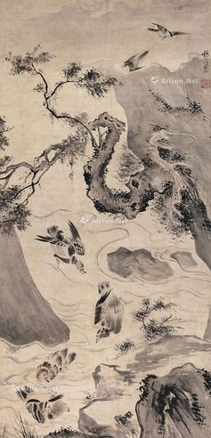 杨大临 戏禽图