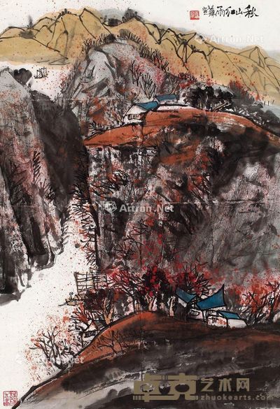 龙瑞 秋山红雨 65×45cm