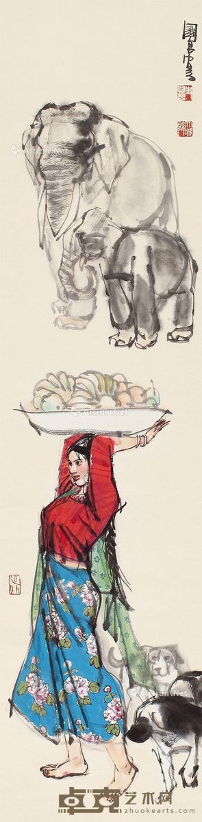 史国良 丰收图 137×34cm